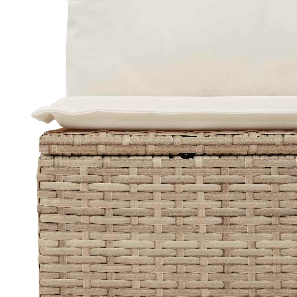 Garten-Sofa-Set mit Speicher 7 pcs Beige Poly Rattan